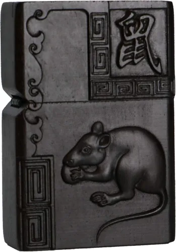 Miniatura 44 de Caja de carcasa de madera de ébano negro natural tallada para módulo Zippo (Serpiente Cobra)