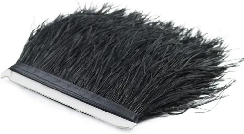 Miniatura 4 de 2 yardas de 3.9-5.9 in de pluma de avestruz para manualidades, ropa, accesorios de costura, vestido de novia decorativo, cinta de plumas, boa (negro)
