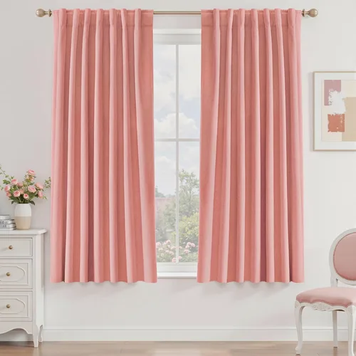 Miniatura 16 de UHITECH Cortinas cortas de lino de 24 pulgadas de largo para ventanas pequeñas de granja, cortinas opacas modernas para sala de estar, pestañas