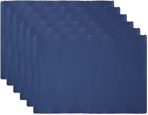 Miniatura 12 de DII - Juego de manteles individuales acanalados para uso diario 100% algodón, 13x19, gris, 6 piezas