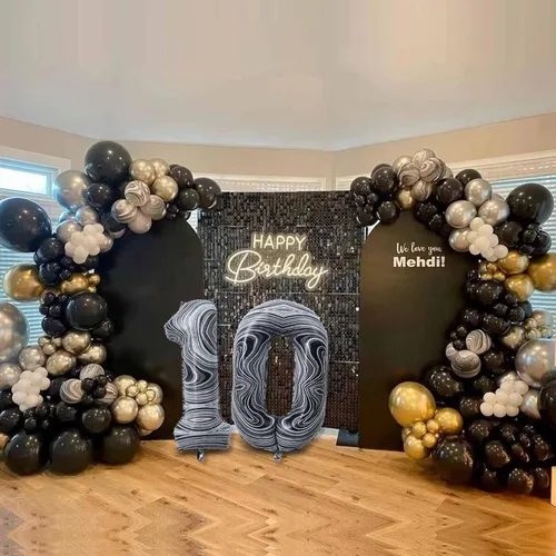 Miniatura 2 de Globos gigantes de papel de aluminio de mármol negro de 40 pulgadas, globos gigantes de helio del número 13 o 31 para decoraciones de cumpleaños