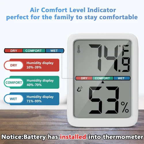 Miniatura 2 de Termómetro digital higrómetro Thlevel, termómetro de habitación con pantalla LCD grande, termómetro de pared de humedad interior con alta precisión