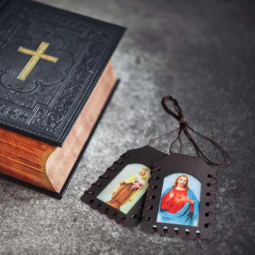 Miniatura 5 de TALPGOD Sagrado Corazón de Jesús, Escapulario de Cuero de Nuestra Señora del Monte Carmelo, Escapularios Católicos Católicos, Religiosos Católicos
