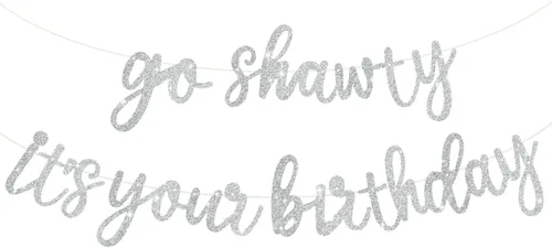 Miniatura 25 de BEISHIDA Cartel con texto en inglés «Go Shawty It's Your Birthday» con texto en inglés «No DIY Hip Hop» con tema de feliz cumpleaños, cartel de Rojo
