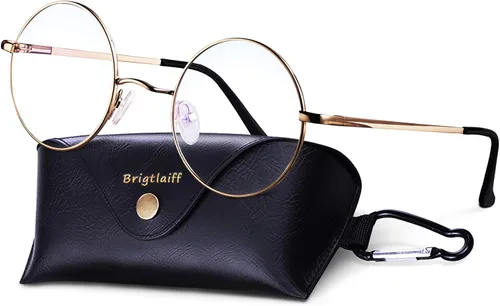 Miniatura 8 de Brigtlaiff - Lentes redondos con bloqueo de luz azul para hombres y mujeres, anteojos para computadora, juegos y TV, antifatiga ocular con marco