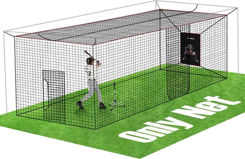 Red de jaula de bateo de béisbol y sóftbol con receptor realista, solo red, red de jaula de bateo para práctica en el patio trasero, red deportiva