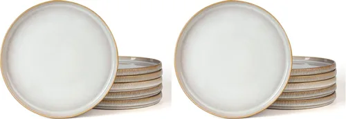 Miniatura 28 de famiware Star Platos de Ensalada para 6, Juego de Platos de 8 Pulgadas, Vajilla de Gres, Platos Pequeños para Postre, Ensalada, Aperitivo, Blanco