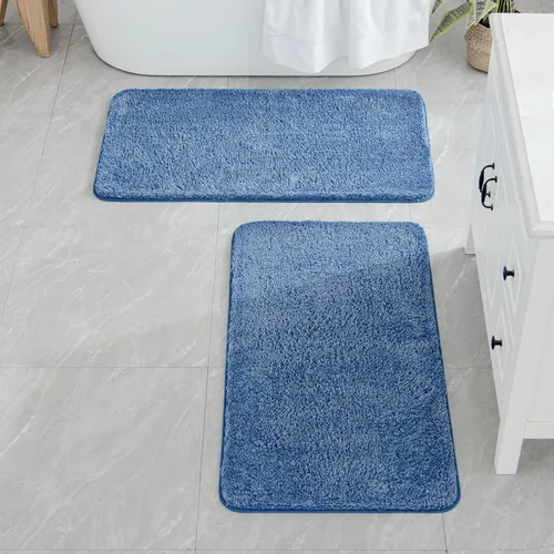 Miniatura 18 de MIULEE Juego de 2 alfombras de baño antideslizantes peludas extra gruesas y suaves, alfombrillas de baño de microfibra suave absorbente de agua