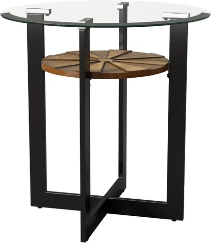 Miniatura 8 de Mesa auxiliar redonda de vidrio negro de 2 niveles, mesa auxiliar circular para sofá con vidrio templado de 0.315 in, mesa de noche transparente