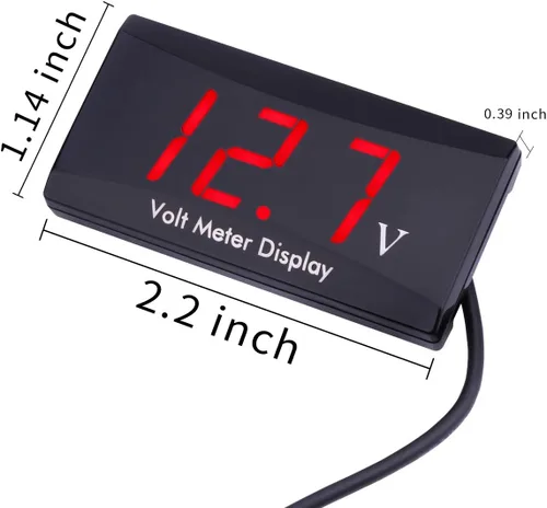 Miniatura 5 de Voltímetro digital de auto DC 12 V – AIMILAR con pantalla LED, medidor de voltaje para auto o motocicleta (Rojo)