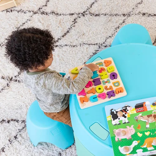 Miniatura 10 de ECR4Kids Ayana - Juego de mesa y taburete, mesa y sillas para niños al aire libre, azul cian/aguamarina, 5 piezas cian/aqua