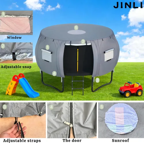 Miniatura 4 de Carpa Redonda para Trampolín de 14 Pies (Solo Carpa) Cubierta de Sombra para Trampolín Tela Oxford - Adecuada para Trampolines Redondos de 8 Postes