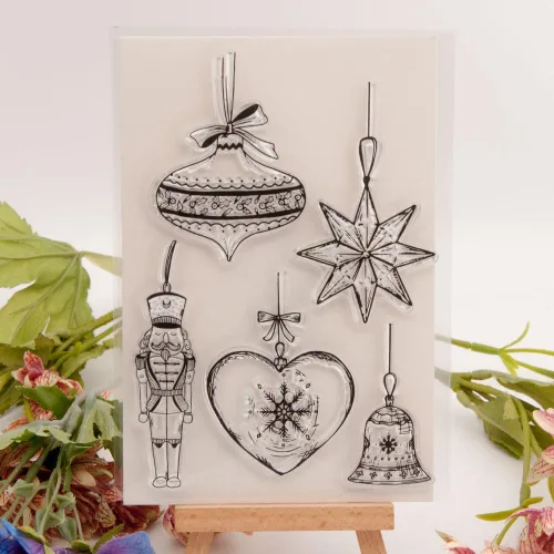 Miniatura 4 de Bolas de Navidad transparentes para hacer tarjetas de Navidad o diarios, adornos decorativos de Navidad con estrellas colgantes, sellos de silicona