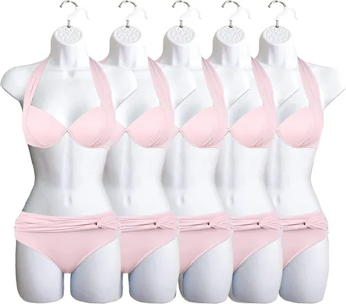Miniatura 29 de Maniquí Femenino de Cadera de Torso Largo Espalda Hueca Cuerpo Apilable Forma de Vestido con Gancho Colgante para Exhibición de Camisetas, Encimera