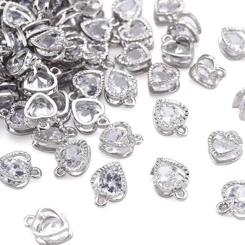 Miniatura 11 de Beadthoven - Dijes de circonita cúbica a granel, chapados en oro KC, colgantes de piedra de circonita cúbica, corazón, estrella, lágrima, flor