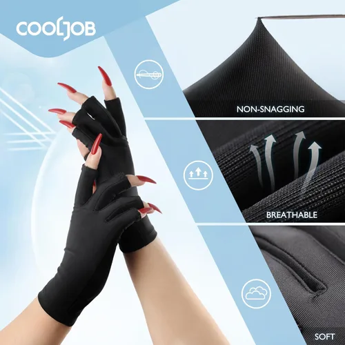 Miniatura 4 de COOLJOB Guantes anti-UV para lámpara de uñas, guantes profesionales de protección UV UPF50+ para manicuras, cuidado de la piel sin dedos, mujeres