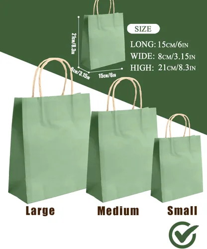 Miniatura 4 de qiqee Bolsas de regalo pequeñas de papel multicolor con asas a granel para fiesta arcoíris - 8.3"x6"x3.15" 100 piezas