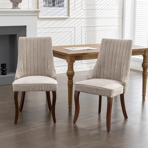 Miniatura 2 de Juego de 2 sillas de comedor, cómodas sillas decorativas tapizadas en tela para cocina y sala de estar, sillas de comedor con acolchado acanalado