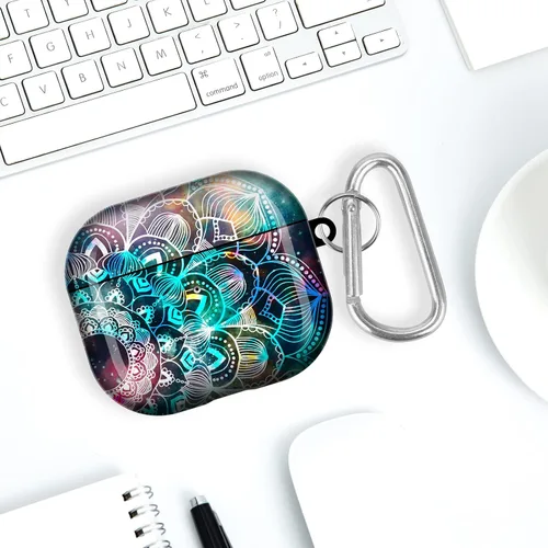 Miniatura 2 de Funda para Airpods 3, piel para Airpods 3, funda protectora de lujo para Airpods 3, funda protectora de lujo para niñas y mujeres con llavero Mándala