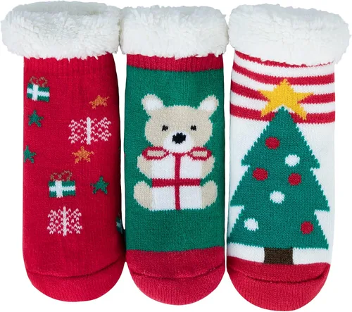 Miniatura 2 de Zando Calcetines peludos de Navidad para niños y niñas, calcetines térmicos gruesos, suaves y esponjosos, calcetines acogedores para niños pequeños
