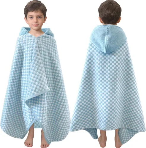 Miniatura 57 de Toallas de baño con capucha para niños (3-10 años), toallas de piscina gruesas de algodón turco suaves y absorbentes, con capucha para niños rosa