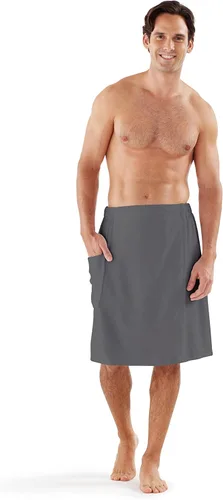 Miniatura 8 de Boca Terry Toalla Envolvente para Hombre, Toalla de Baño Envolvente para Hombre 100% Algodón, Toalla con Cintura Elástica para Ducha, Spa, Sauna