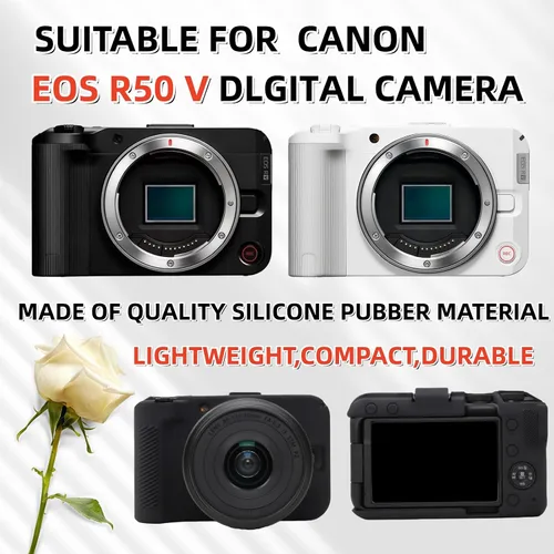 Miniatura 2 de Funda EOS R50V, funda protectora de silicona suave para cámara digital Canon EOS R50 V, diseño antiarañazos, ajuste delgado, con 2 protectores