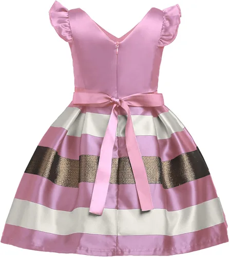 Miniatura 8 de NSSMWTTC 2-10T - Vestidos de rayas para niñas pequeñas, vestido de fiesta de boda de Navidad