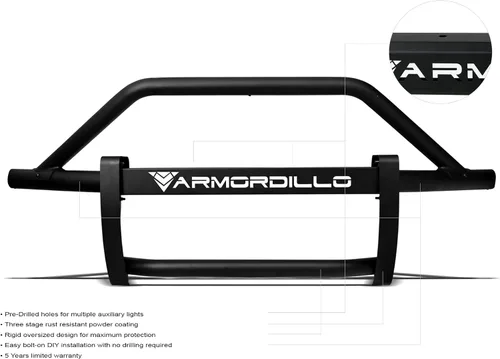 Miniatura 5 de Armordillo 8714164 AR Pre-Runner Style Modular Parachoques Protector - Negro Mate Compatible con Dodge Ram 2500/3500 2010-2018