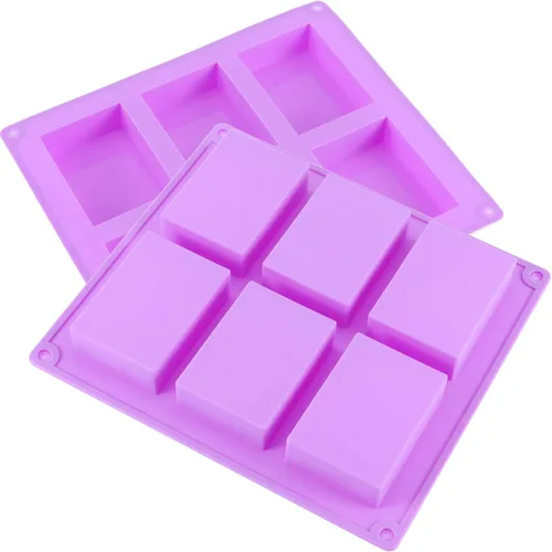 Miniatura 3 de KINJOEK 9 paquetes de 54 moldes rectangulares de silicona para jabón, moldes de silicona morada para hacer jabón a granel, moldes para hornear Morado