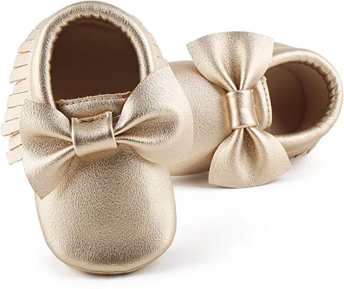 Miniatura 5 de OOSAKU Zapatos con nudo de lazo de piel sintética suela suave para bebé niño pequeño