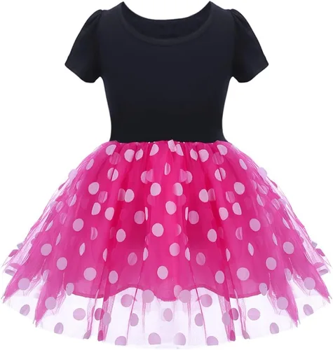 Miniatura 2 de Vestido de ballet empalmado de tul a lunares para niñas pequeñas, con lazo, diadema para fiesta de cumpleaños, vestido tutú de princesa 1-6T