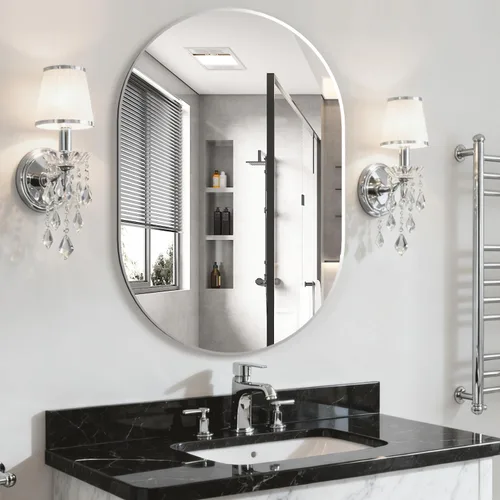 Miniatura 14 de Espejo ovalado de baño, espejo de tocador de pared con cápsula, espejos de píldora de 24 x 36 pulgadas montados en pared, espejo grande y moderno