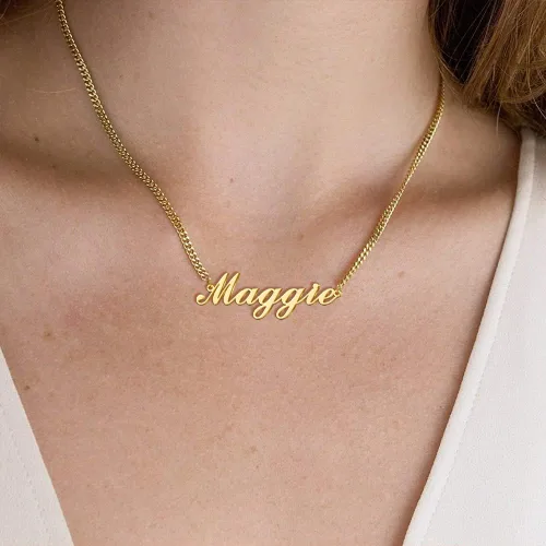 Miniatura 2 de Dreamdecor Collar con nombre personalizado de plata de ley 925, collar personalizado para mujer, regalo de joyería personalizado para mujeres y niñas