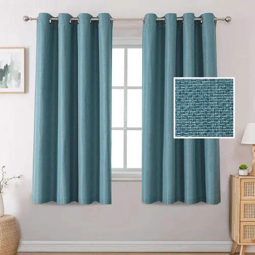 Miniatura 14 de H.VERSAILTEX Cortinas Opacas de Lino de 45 Pulgadas de Largo para Dormitorio/Sala de Estar con Aislamiento Térmico con Ojales, Cortinas con Textura