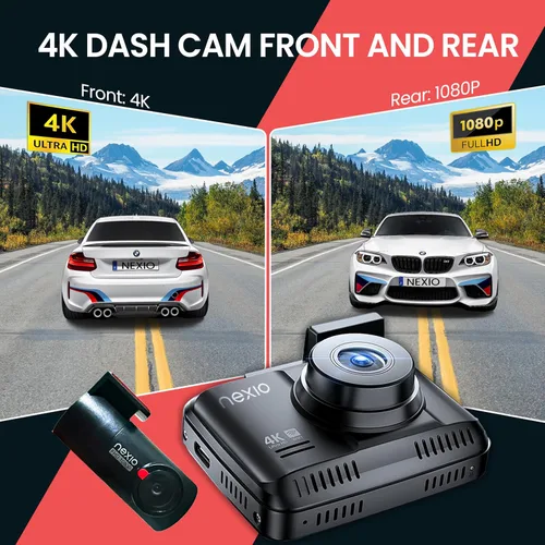 Miniatura 4 de NEXIO N5Pro 4K Dual Dash Cam frontal y trasera, transferencia rápida WiFi 6, tarjeta gratuita de 64 GB, GPS, alertas de seguridad ADAS, visión