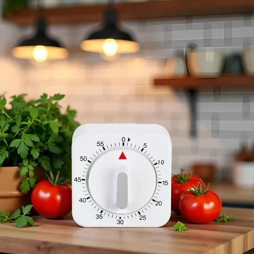Miniatura 2 de Reloj con temporizador blanco cuadrado de 60 minutos, temporizador mecánico de cocina, temporizador de cuerda visual, con alarma fuerte, no requiere