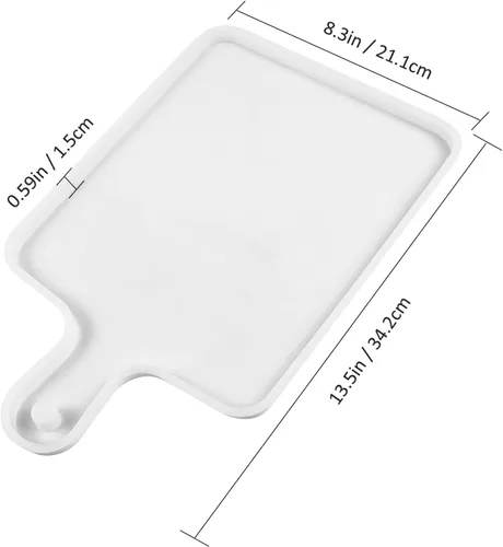 Miniatura 6 de Moldes de bandeja de silicona de resina, molde de fundición de epoxi para bricolaje, tabla de cortar rectangular grande con asa, esencial de cocina