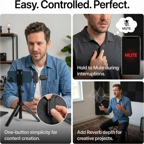 Miniatura 3 de Mini micrófono inalámbrico para iPhone Android, mini micrófono magnético para grabación de video, micrófono profesional de solapa Plug & Play 2 en 1