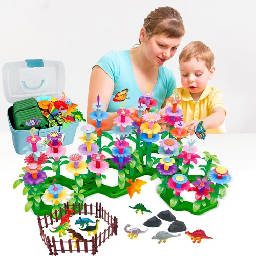 Miniatura 2 de Juguetes y regalos para niños pequeños niños y niñas de 2 3 4 5 6 años, bloques de construcción de jardín de flores de dinosaurio de 167 piezas