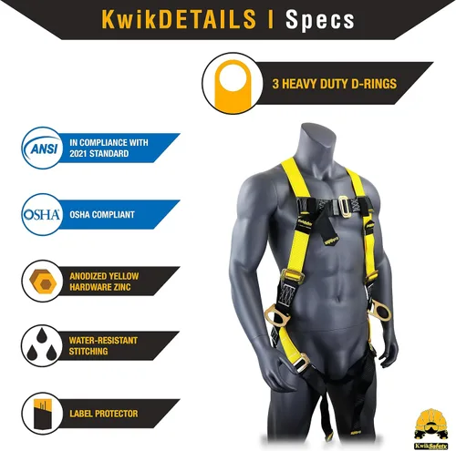 Miniatura 2 de KwikSafety - Fall Protection Safety Harness - Construction & Roofing Fall Arrest Safety Harnesses - ANSI OSHA Compliant Estándar