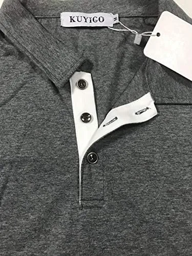 Miniatura 3 de KUYIGO Men's Short & Long Sleeve Polo Shirts Casual Slim Fit Basic Designed Cotton Shirts