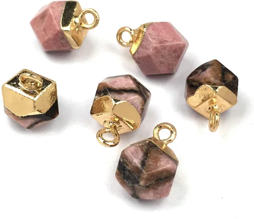 Miniatura 7 de QSLLER 10 dijes de ágata de piedra natural, colgantes de cuarzo de ágata facetada, dijes para bricolaje para hacer collares o joyas