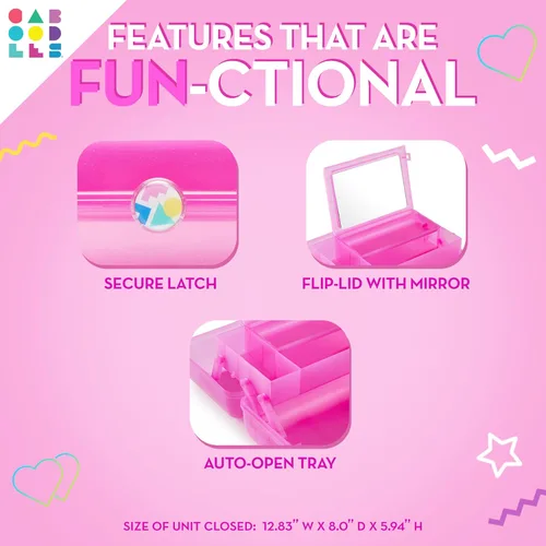 Miniatura 5 de Caboodles Twilight Disco - Organizador cosmético portátil para chicas, estuche de transporte para maquillaje y accesorios, rosa con brillos Rosa