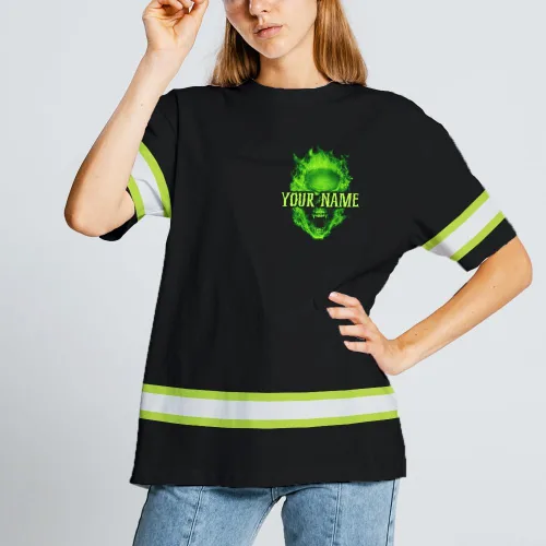 Miniatura 5 de Maddly Polo de alta visibilidad con diseño de calavera y bandera de Estados Unidos, ropa de trabajo patriótica con nombre personalizado para Camisa