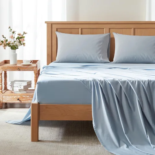 Miniatura 19 de Comfort Spaces Sábanas refrescantes King, sábanas Coolmax que absorben la humedad, suaves, juego de sábanas resistentes al descolorimiento, sábanas