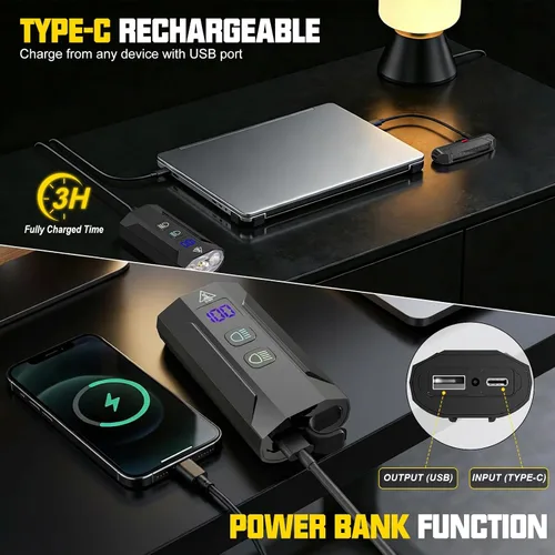 Miniatura 7 de Luces de bicicleta para montar por la noche, 8000 lúmenes, luz trasera súper brillante para bicicleta, luz de bicicleta recargable de 5800 mAh