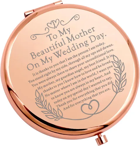 WSNANG Espejo de maquillaje para madre de la novia, espejo compacto para mamá, regalos sentimentales, regalo de recuerdo de boda (para madre espejo)