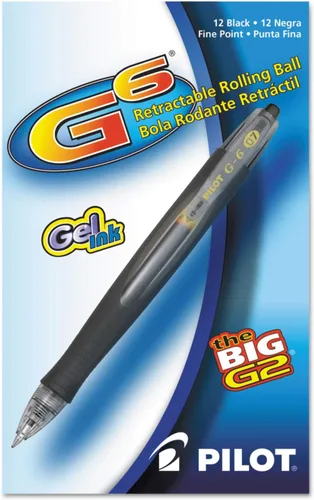 Miniatura 3 de Pilot Bolígrafos G6, bolígrafos de gel de alta calidad, recargables y retráctiles, punta fina, 0.028 in, tinta negra, paquete de 12 (31401)