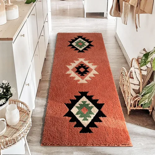 Miniatura 28 de DEXDE Alfombras de Baño Bohemias Marroquíes Alfombra de Baño 20x32 Pulgadas - Tapete de Baño Geométrico Antideslizante, Beige Crema Lavable a